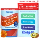 FIRST DAY Womens 3-in-1 Probiotic Gummies – Prebiotic + Probiotic + Postbiotic Supplement – Supports Digestive & Oral Health, Immune Function & Energy Levels – 30-Day Supply