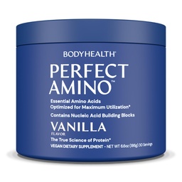 BodyHealth PerfectAmino Powder - BCAA and EAA Powder for Pre and Post Workout - Amino Acid Energy Drink for Men and Women to Support Lean Muscle and Recovery - Vanilla - 30 Servings