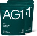 AG1 Greens Powder Supplement | Improve Gut Health | Multivitamin, Probiotic, Gluten Free, Vegan and Keto Friendly | 75 Vitamins (Athletic Greens) - 2 Pack, Classic Formula (30 Servings Per Pouch)