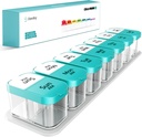 Daviky Large Weekly AM PM Pill Organizer - 7 Day, 2 Times a Day With Extra Large Compartments for Vitamins, Medicine, Supplements (Cyan)