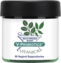 Vitanica V-Probiotics - Probiotics for Women - Vaginal Suppositories with Lactobacillus Rhamnosus, Gasseri & More - Women's Health Supplement - Pro Logo - 30 Vaginal Suppositories