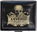 7 Days Chromed Shiny Silver Pill Organizer with Mirror Inside Has 8 Separate Compartments Rectangle 7 Days Pill Box Pill Case (Vintage Arsenic Skull Poison)