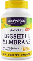 Healthy Origins Eggshell Membrane 500 mg (NEM, Non-GMO, Gluten Free, Joint Support), 30 Veggie Caps