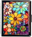 Travel Pill Organizer Small Pill Case for Purse Essentials 7 Days Cute Pill Box with Mirror Portable Pill Box for Pocket or Purse Pill Containe Travel Gifts (Stained Glass Flowers)