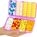 Yaklim Magnetic Travel Pill Organizer, 7 Compartments Portable Pill Box, Large Vitamin Organizer with Labels, Daily Pill Case Medicine Organizer, Big Supplement Organizer Magnet Pill Container Purple
