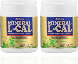 Mineral L-Cal Calcium with Vitamin D3, 4 Month Supply, Water Soluble Ball Format with Magnesium & Minerals, Fast Absorbing Calcium Magnesium D3 Supplement, 1,300 Balls per Bottle, 130g Each, Pack of 2