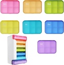 7 Piece Set Pill Organizer 6 Times a Day, Weekly Pill Case, Pill Organizer with Labels, Travel Pill Dispenser 7 Day with 42 Copartments for Medication/Vitamin/Fish Oil/Supplements - Rainbow Colors