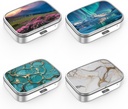 Pill Box 2 Compartment Small Pill Case,Portable for Pocket or Purse Pill Organizer Pill Container Holder to Hold Vitamins, Medication, Fish Oil and Supplements(4PCS)