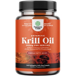Antarctic Krill Oil Softgels - Omega 3 Krill Oil Supplement with EPA DHA & Astaxanthin for Brain & Healthy Heart Health - No Gluten GMOs or Fishy Aftertaste - 240 Count
