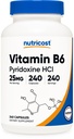 Nutricost Vitamin B6 (Pyridoxine HCl) 25mg, 240 Capsules, Gluten Free