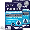 Extra Strength Probiotic for Digestive Health and Immune Support, 60 Billion CFU & 15 Strains, Gut Health Probiotics for Men and Women Supports Occasional Constipation, Diarrhea, Gas & Bloating, 60CT