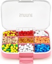 Large Pill Organizer, 9 Compartments Portable Travel Pill Box Case Moisture Proof, XL Pill Container Holder for Vitamins, Cod Liver Oil, Supplements, Medication (Pink)
