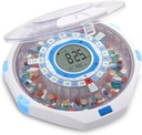 LiveFine WiFi Automatic Pill Dispenser and Remote Medication Monitoring System with Locking Key, 28-Day Medication Organizer Up To 9 Doses Per, Adjustable Light/Sound Alarms For Prescriptions & Vitami