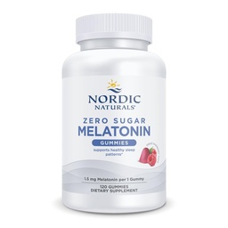 Nordic Naturals Zero Sugar Melatonin Gummies, Raspberry - 120 Gummies - 1.5 mg Melatonin - Great Taste - Restful Sleep, Antioxidant Support - Non-GMO, Vegan - 120 Servings