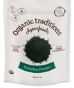 Organic Traditions Spirulina Powder Organic, Plant-Based Green Superfood for Smoothies, Rich Algae Powder for Energy Support, Easy Mixing Spirulina for Daily Wellness Routines, 150g / 5.3oz Bag