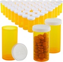 50-Pack Pill Bottles Empty with Caps - 13 Pill Dram Plastic Medicine Bottles - Plastic Vials - Containers for Prescription Medication, Vitamins & Supplements - Orange