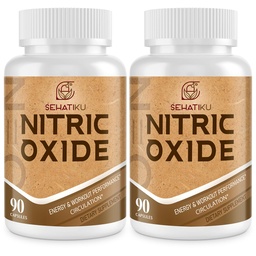 SehatiKu Nitric Oxide Supplement, Nitric Oxide Booster & 6-in-1 Phytonutrient Blend for Heart, Flow, Immune - 90 Capsules (2 Bottle)