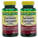 Spring Valley Stndr Turmeric Curcumin Complex Dietary Supplement Capsules, 500 mg, 90 Count Bottle, 2 Pack