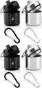 Portable Keychain Pill Holder Case for Round Glucose Tablets & Critical Medicine - Discreet Waterproof Key Chain Pill Container Carrier with Strong Carabiners - Aluminum Alloy Pill Fob Box - 4 Pack