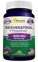 aSquared Nutrition Natural Resveratrol with Red Wine Extract - 180 Capsules - Trans Resveratrol Antioxidant Supplement Pills for Pure Heart Health - Extra Strength Trans-Resveratrol