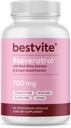 BESTVITE Resveratrol 700mg (120 Vegetarian Capsules) with Red Wine Extract & Grape Seed Extract - Standardized to 50% TransResveratrol - No Stearates - Vegan - Non GMO - Gluten Free