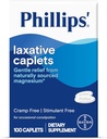 Phillips' Laxative Caplets, With Naturally Sourced Magnesium Supplement for Gentle Relief of Occasional Constipation, Cramp and Stimulant Free Laxatives, 100 Caplets