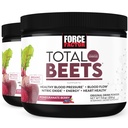 Force Factor Total Beets Drink Mix Superfood Powder with Nitrates to Support Circulation, Nitric Oxide, Energy, Endurance, and Stamina, Cardiovascular Heart Health Supplement, 60 Servings, 2-Pack