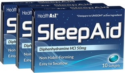 HealthA2Z® Sleep Aid | Diphenhydramine HCL 50mg | Softgels | Supports Deeper Restful Sleeping | 10 Counts (Pack of 3)