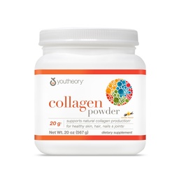 Youtheory Collagen Powder - 20 g Hydrolyzed Collagen Peptides - with Vitamin C, Biotin & Amino Acids - Supports Joint & Bone Health* - Bioavailable Nutrition - Vanilla - 20 oz (21-Day Supply)