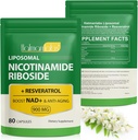 NAD+ Supplement with Nicotinamide Riboside-Liposomal Nicotinamide Riboside 900Mg,High Purity Resveratrol NAD Supplement for Anti-Aging,Energy,Focus-80 Capsules