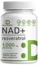 NAD+ Resveratrol Supplement 1,000mg Per Serving, 120 Veggie Capsules | 2-in-1 Extra Strength NMN Supplement Alternative | NAD Supplements for Women & Men | Non-GMO, Gluten Free