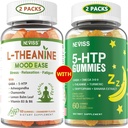 NEVISS Sugar Free L-Theanine Calm Gummies 120 Counts + Sugar Free 5-HTP Gummies 120 Counts