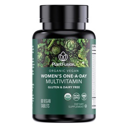 PlantFusion Organic Multivitamin for Women with Iron, One Daily Vegan Multivitamin with Plant Based B12, D3 & Whole Food Blend for Energy & Immune Support - 60 Tablets (2 Month Supply)