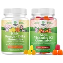 Bundle of Omega DHA Gummies for Kids - Fatty Acids Omega 3 6 9 - Vitamin C for Brain, Immunity & Vision and Vitamin D Gummies for Kids - 1000 IU Per Serving - Immune Support Muscle Teeth & Bone Health
