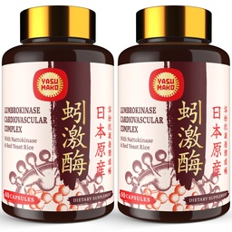 Lumbrokinase 100mg (Max Activity 1,000,000 LKU),Nattokinase 100mg-2,000 FU of Activity and Red Yeast Rice 300mg, Lumbrokinase Enzymes Supplement for Circulatory,Cognition,120 Capsules(Pack of 2)