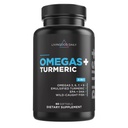 Livingood Daily Omega 3 6 7 9 Plus Turmeric Curcumin Supplement, 60Softgels
