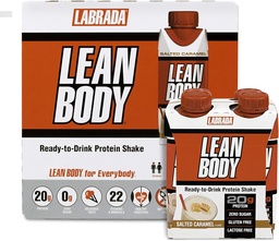 LABRADA NUTRITION - Lean Body RTD Whey Protein Shake, Convenient On-The-Go Meal Replacement Shake for Men & Women, 20 grams of Protein – Zero Sugar, Lactose & Gluten Free, Salted Caramel (Pack of 16)