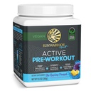 Sunwarrior Pre Workout Powder Energy Drink Vegan Plant-Based Supplement Pump, Hydrate, Focus, Endurance, & Strength Builder Blue Raspberry Pineapple Flavored 30 Servings Active Preworkout