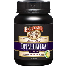 Barlean's Total Omega 3 6 9 Softgels, Blended Fish Oil Supplement with Borage and Flaxseed Oil, 1,000 mg Omegas ALA, EPA, DHA and GLA for Joint Support Supplements and Heart Health, 90 Count