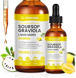 Graviola Soursop Leaf Extract Liquid - Soursop Bitters Liquid, Support Immune, Relax, Liver and Sleep, Sugar & Alcohol-Free, Highly Absorbable Formula, Lemon Flavor, 2 Fl Oz