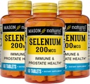 MASON NATURAL Selenium 200 mcg - Antioxidant Supplement for Immune Support & Prostate Health, Essential Trace Mineral, 60 Tablets (Pack of 3)