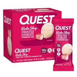 Quest Nutrition Frosted Cookies Twin Pack, Strawberry Cake, 1g Sugar, 10g Protein, 2g Net Carbs, Gluten Free, 16 Cookies